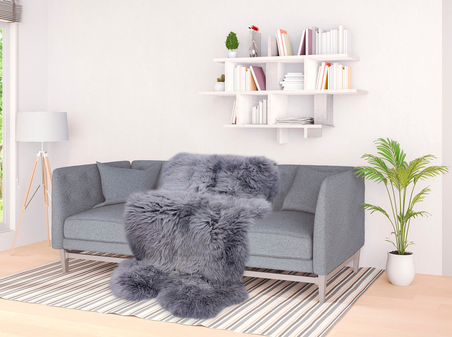 Grey Sheepskin , Natural carpet, Real Sheepskin Rug, scandinavian style, mountain home style, Scandinavian carpet, shaggi rug , folk