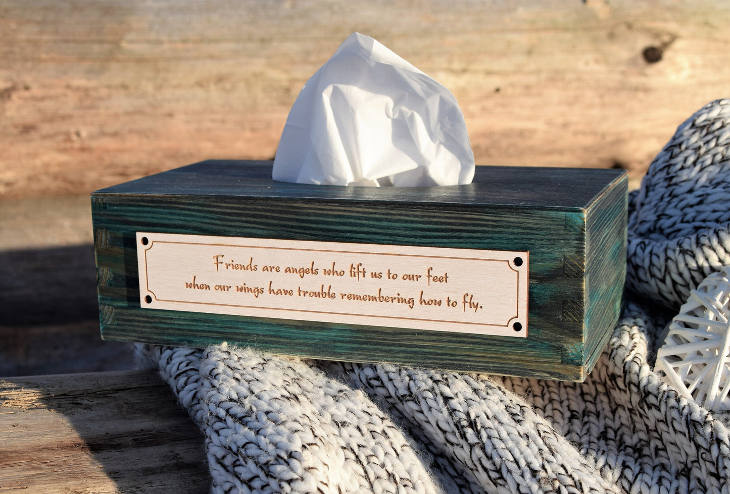 Tissue box cover, wooden box, gift for a friend , home decoration, box with a quote, birthday gift, fall housewarming gift