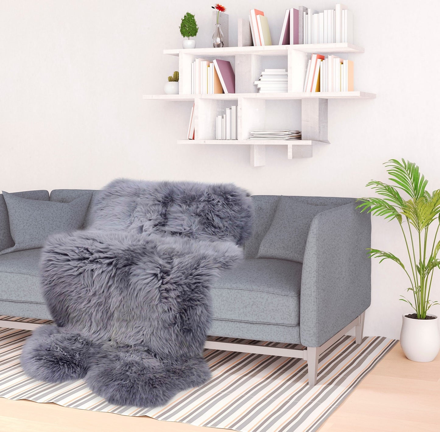 Grey Sheepskin , Natural carpet, Real Sheepskin Rug, scandinavian style, mountain home style, Scandinavian carpet, shaggi rug , folk