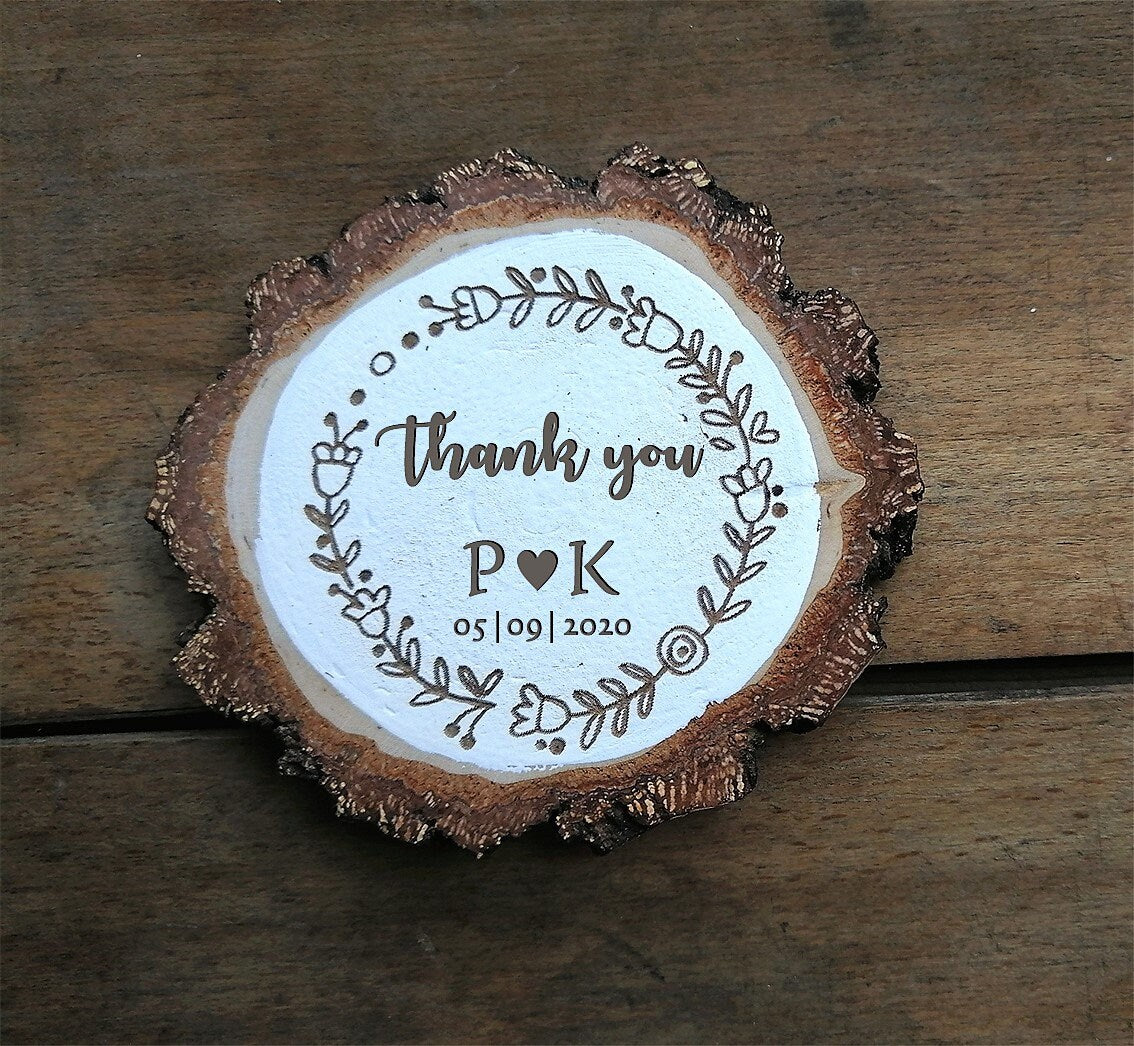 Personalized Engraved Coasters, Wedding guests gift - Wedding accessory, Wooden Coasters Rustic Wedding Favors, Wood Slice cup Coaster