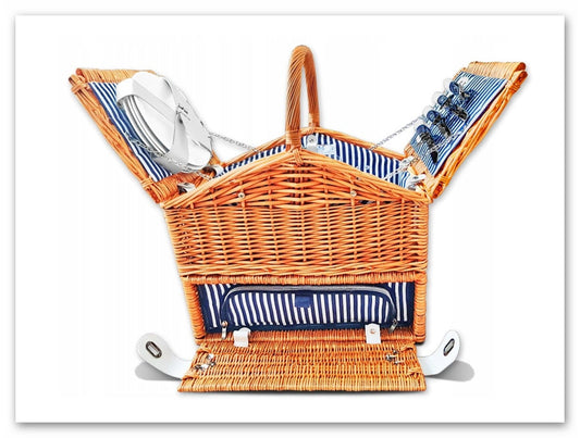 PICNIC BASKET, personalized picnic basket, 4 person, picnic basket with equipment and thermal bag, personalized company gifts,