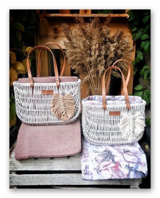 wicker bag, elegant women's handbag, beach bag, wicker basket, original summer bag, folk shoulder bag, Scandinavian bag