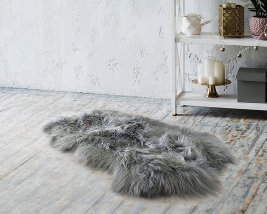 Icelandic Sheepskin , Natural rug, silver gray Real Sheepskin Rug, scandinavian style, mountain home style, Scandinavian carpet, shaggi rug