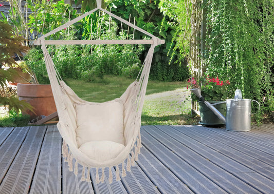 Hammock chair, 2 pillows, Boho styl, cotton Hanging chair, Macramé Swing, Terrace hammock, Brazilian Garden chair, Bedroom swing