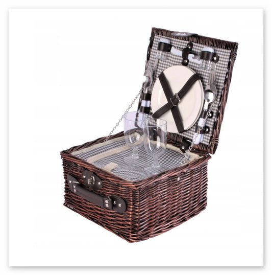 PICNIC BASKET, personalized picnic basket, 2 person, wicker picnic basket with equipment and thermal bag, personalized company gifts,