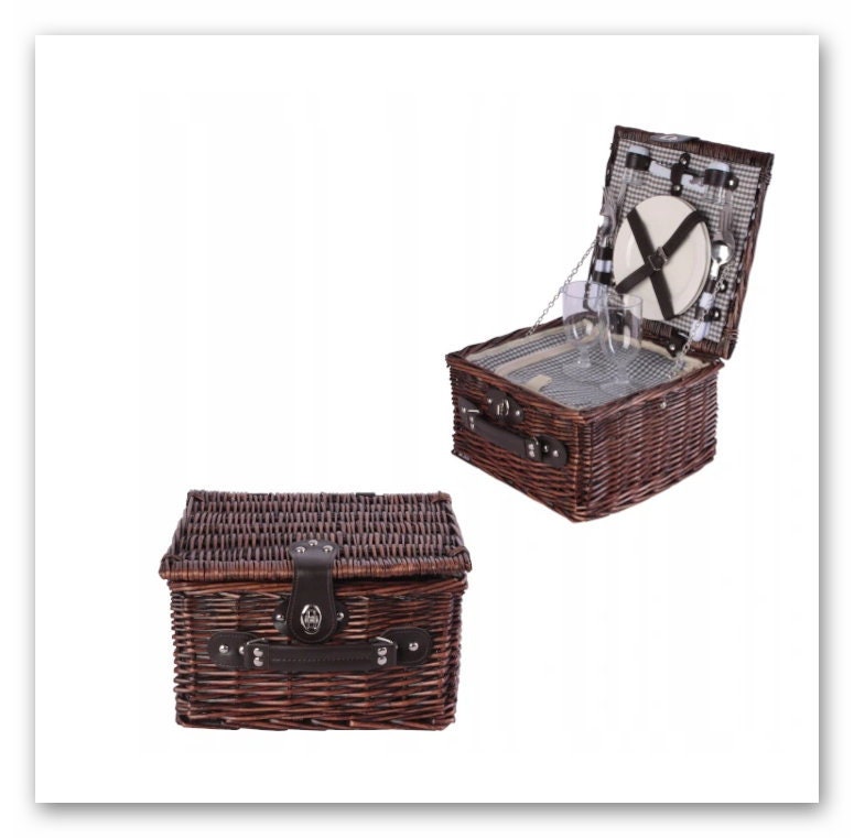 PICNIC BASKET, personalized picnic basket, 2 person, wicker picnic basket with equipment and thermal bag, personalized company gifts,