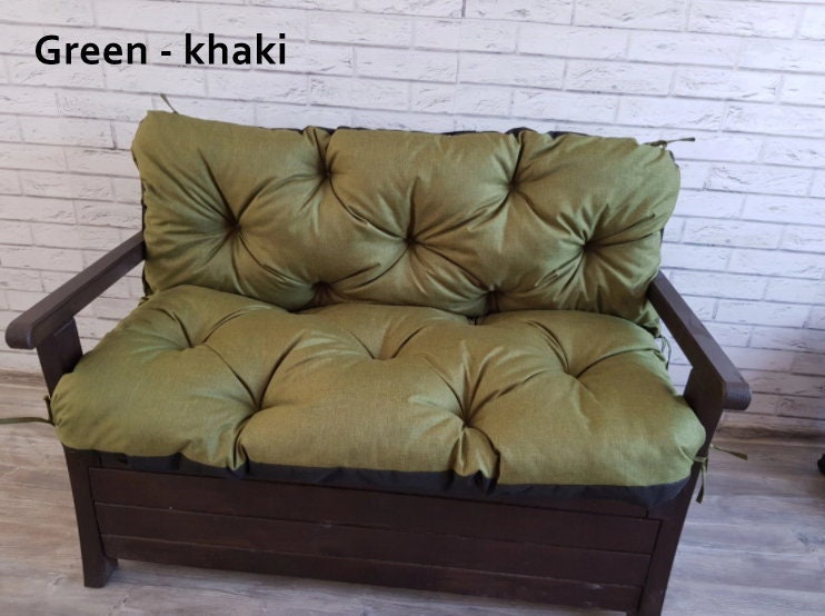 Water Resistant bench cushion, solid fabric, custom-made cushions, garden, patio, house, various colors and sizes