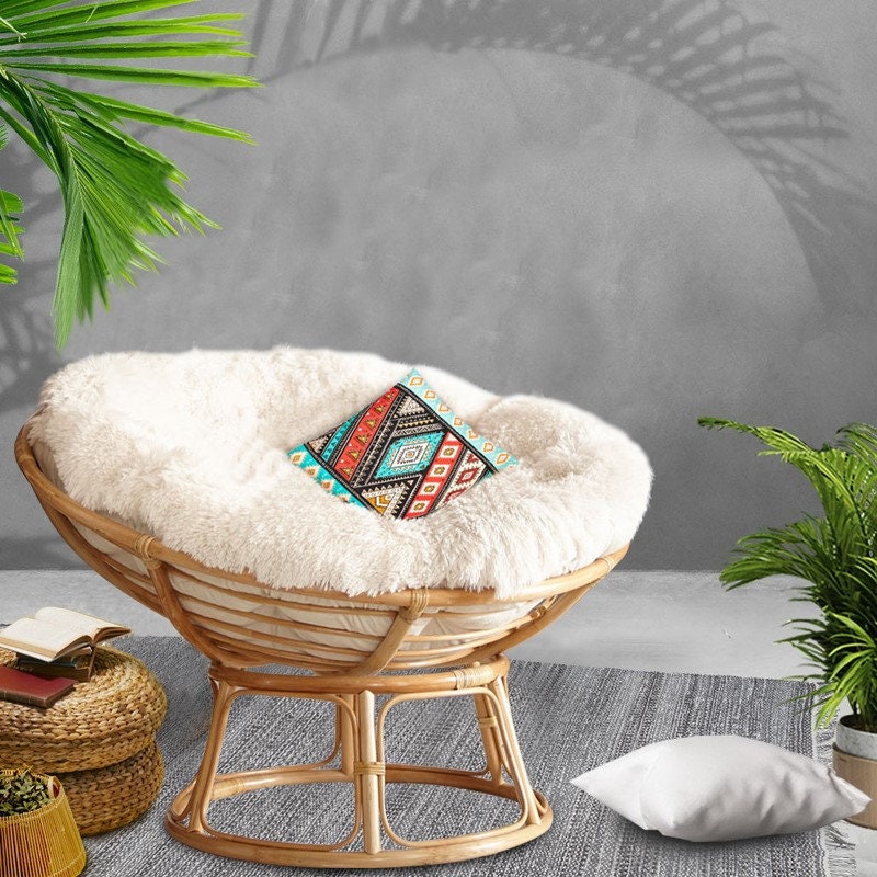 Shaggy papasan armchair cushion, fluffy cushion for papasan chair, shaggy round pillow, pillow for swing, hanging chair, different coluors