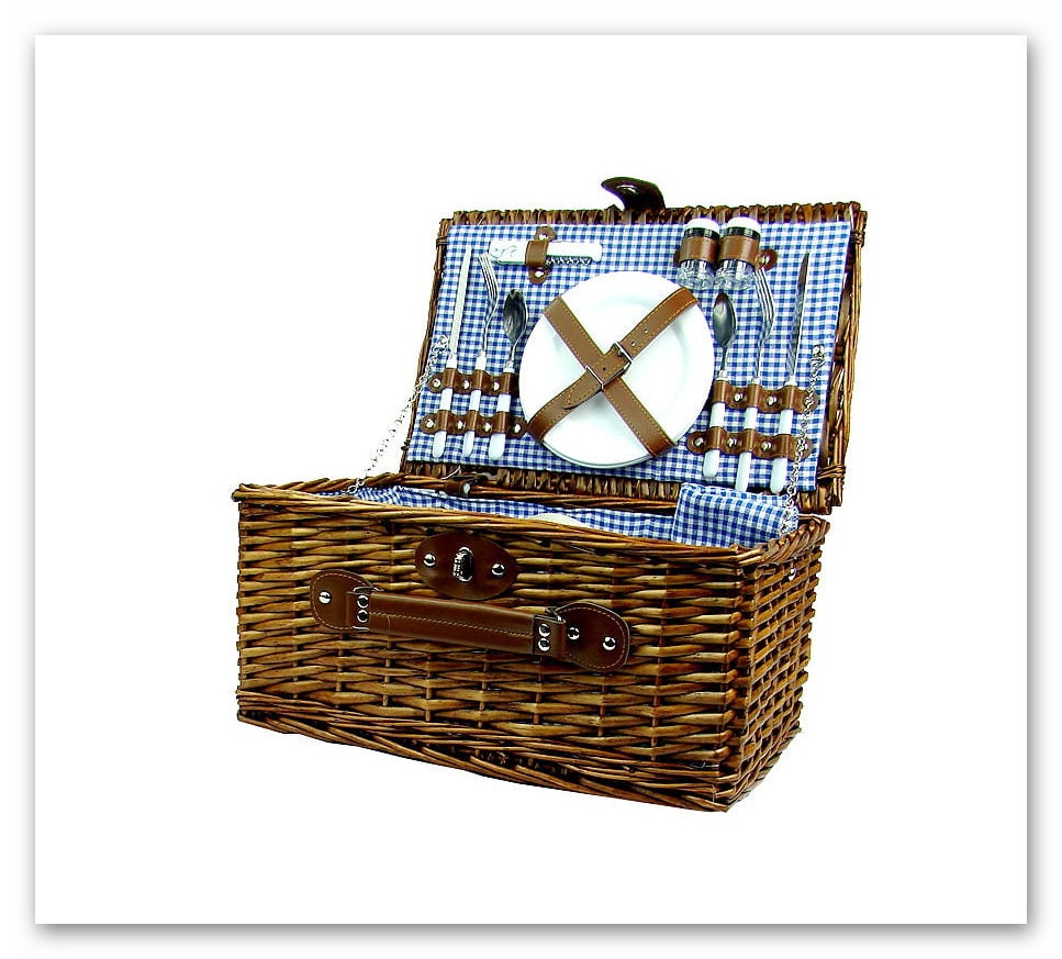 wicker PICNIC BASKET 4 person, Christmas personalized picnic basket, picnic basket with equipment and thermal bag, gifts wedding anniversary