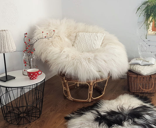 Genuine sheepskin cushion, Icelandic Sheepskin Pillow, papasan chair cushion, hanging chair, shaggy swing cushion, shaggy papasan cushion