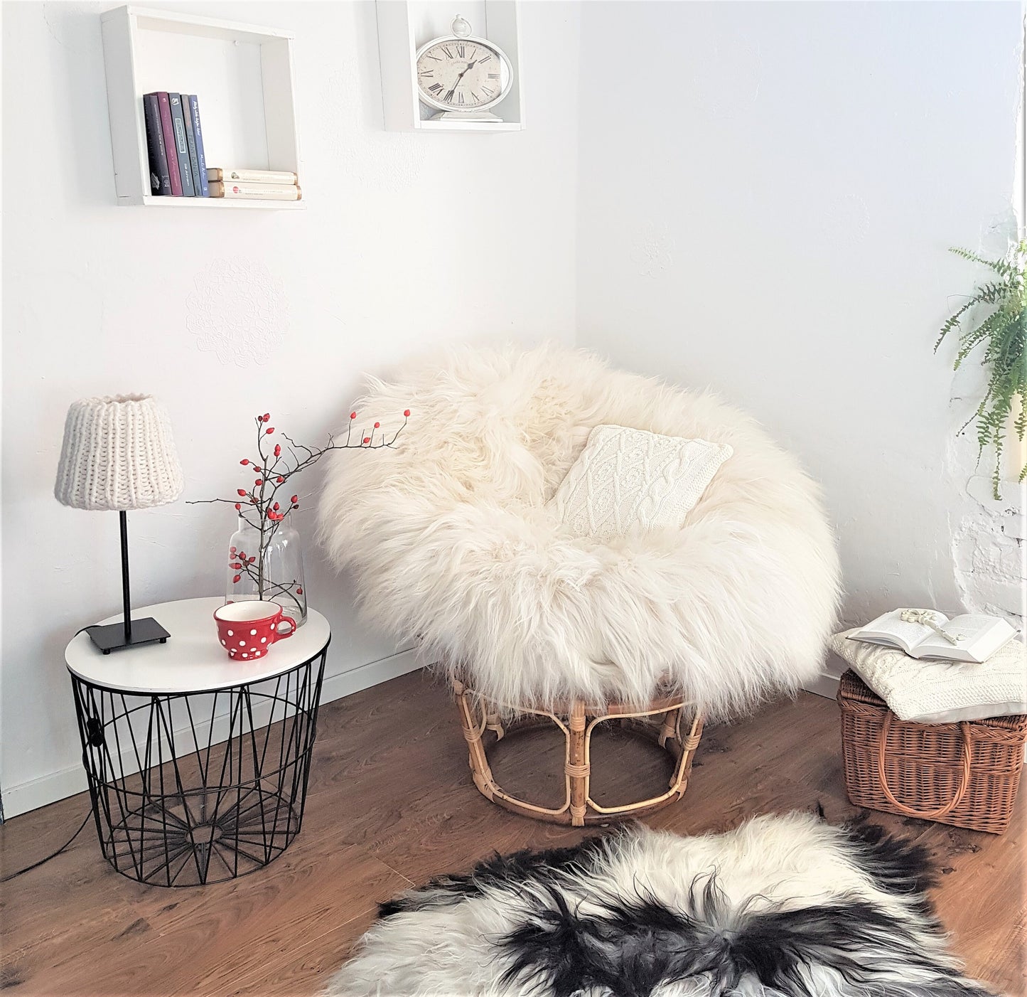 Genuine sheepskin cushion, island sheepskin, papasan armchair cushion, hanging chair, shaggy swing cushion, genuine island sheep leather