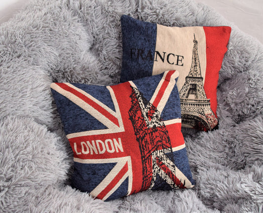 City Decorative Cushion, 15,7x15,7 / 40x40cm, Paris, Eiffel Tower, London, Throw Pillow, Decorative Pillow, Square Pillow,