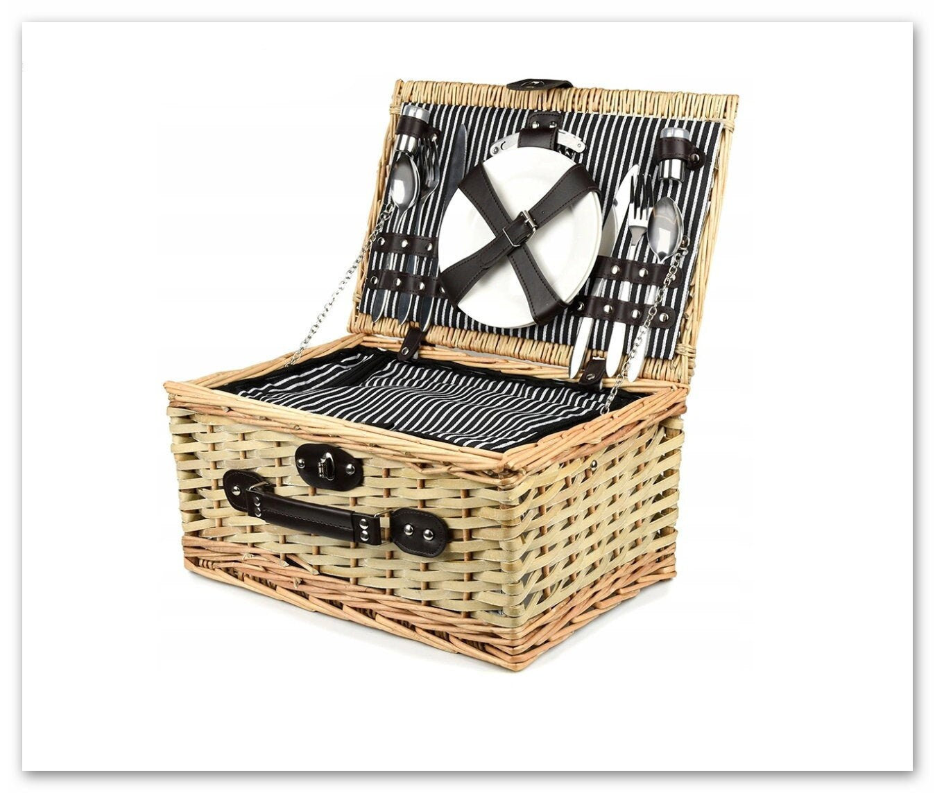 PICNIC BASKET, anniversary gift, 2 people, personalized, picnic basket with equipment, personalized company gifts, wicker picnic basket