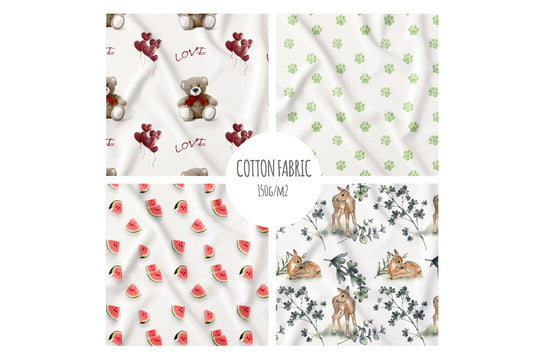 100% COTTON FABRIC | cute premium digital print fabric |  kids fabric| soft cotton | animals patterns|150g/m2|  fabric by the meter / yard