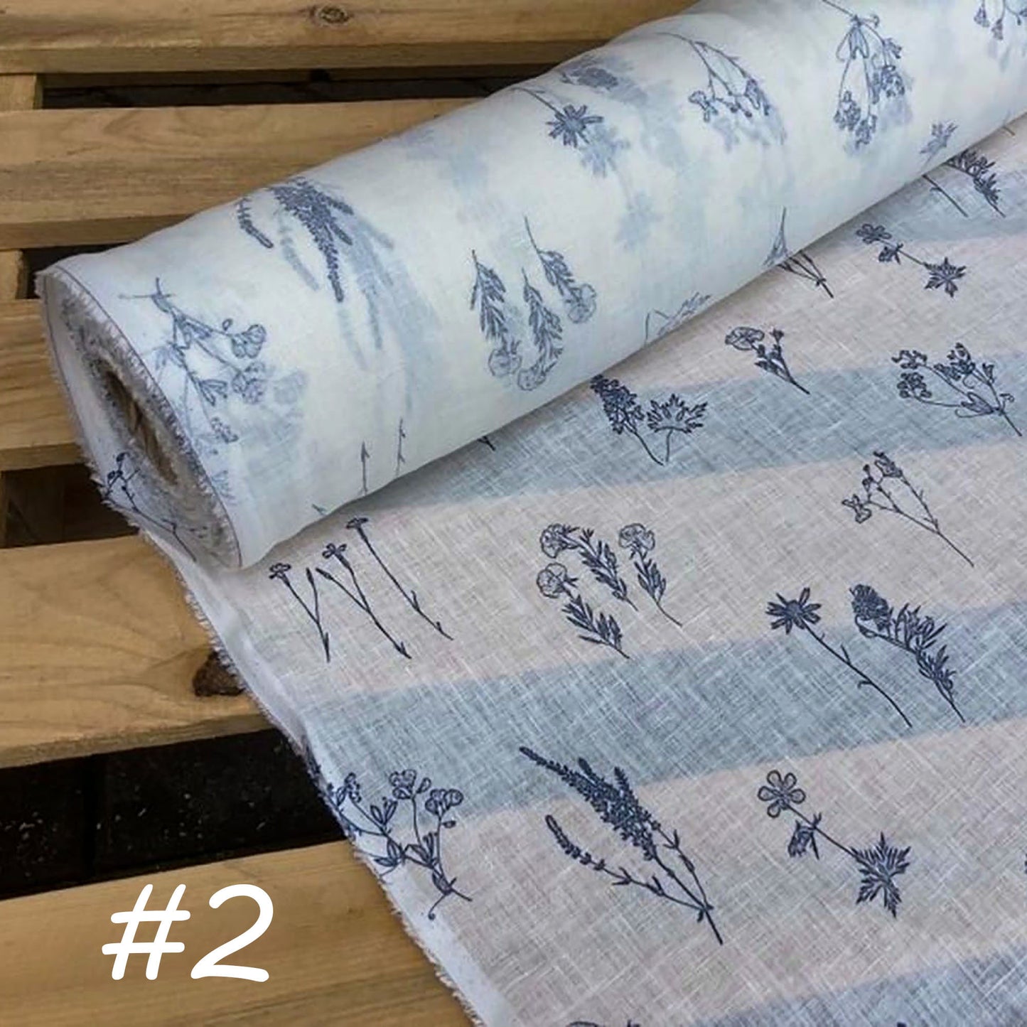 Natural linen FABRIC, floral patterns,  fabric by the meter, pure linen fabric, 125g/m2, widith 150 cm, natural Fabric By Meter / Half Meter