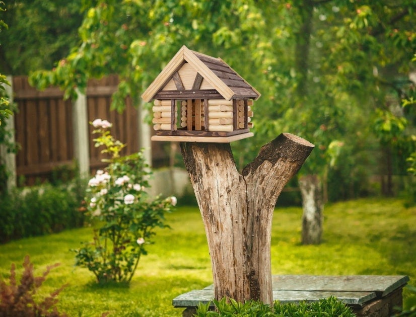 XXL bird feeder | beautiful decoration | feeder for the birds | birdhouse | Wooden solid large bird feeder |