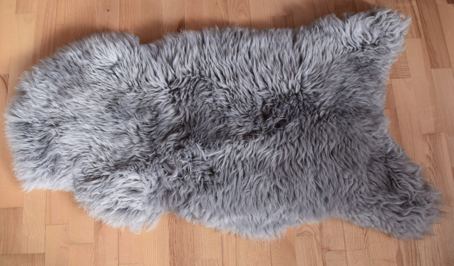 Sheepskin, Natural rug, grey Real Sheepskin Rug, scandinavian style, mountain home style, Scandinavian carpet, shaggy rug