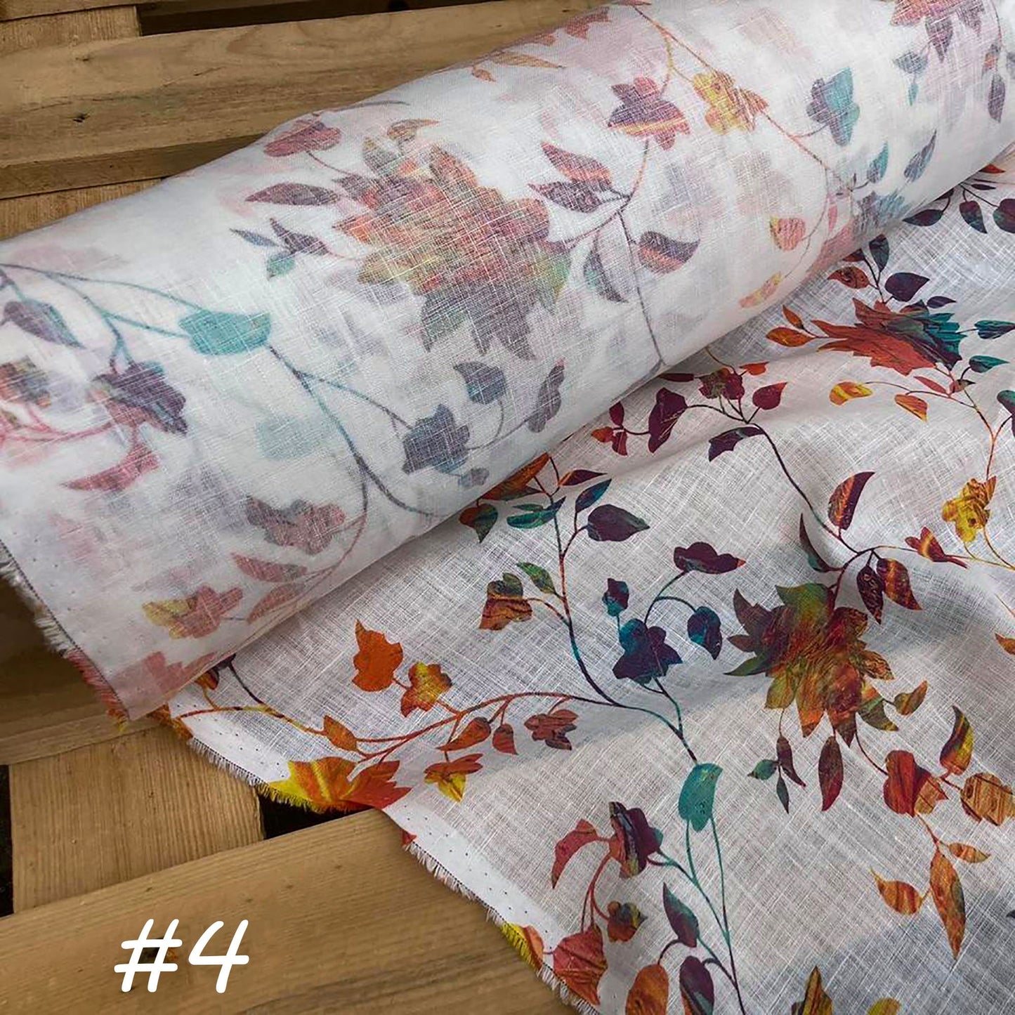 Natural linen FABRIC, floral patterns,  fabric by the meter, pure linen fabric, 125g/m2, widith 150 cm, natural Fabric By Meter / Half Meter