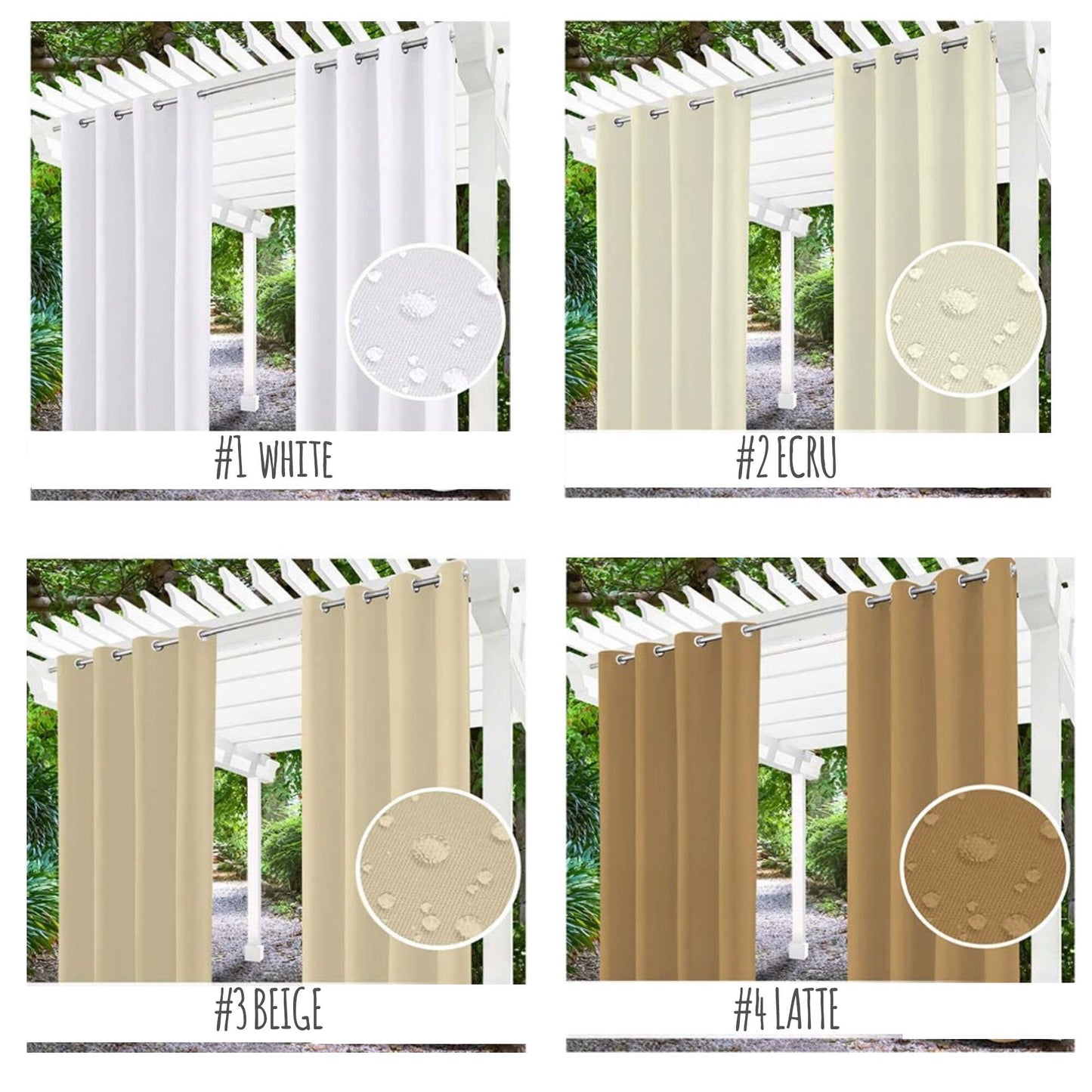 Waterproof Curtain for Patio | UV & Fade Resistant Outside Curtain for Garden Pergola Porch Curtain| 1 PANEL | 155x220cm 61x86.5"