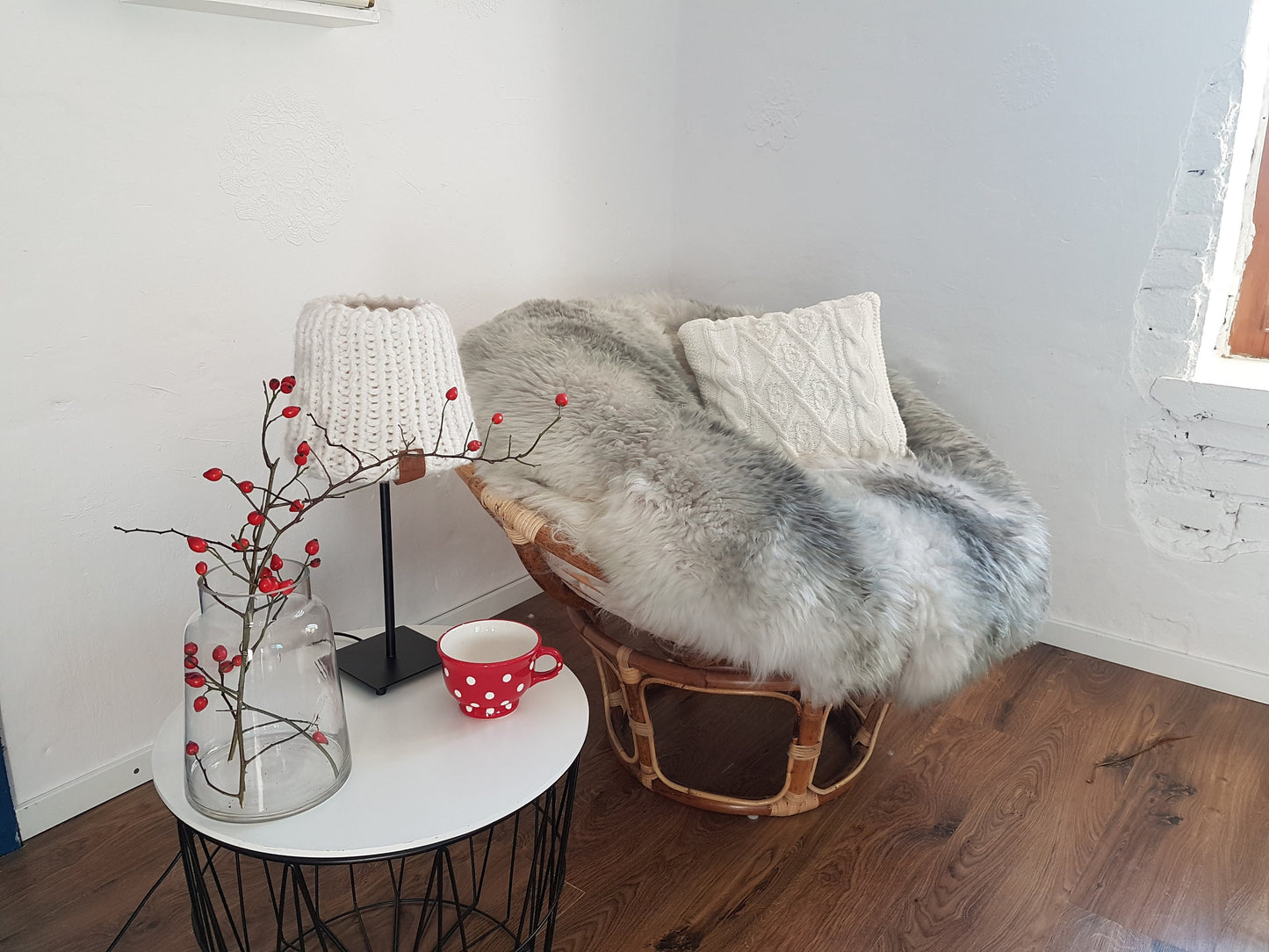 Genuine sheepskin cushion, island sheepskin, papasan armchair cushion, hanging chair, shaggy swing cushion, genuine island sheep leather