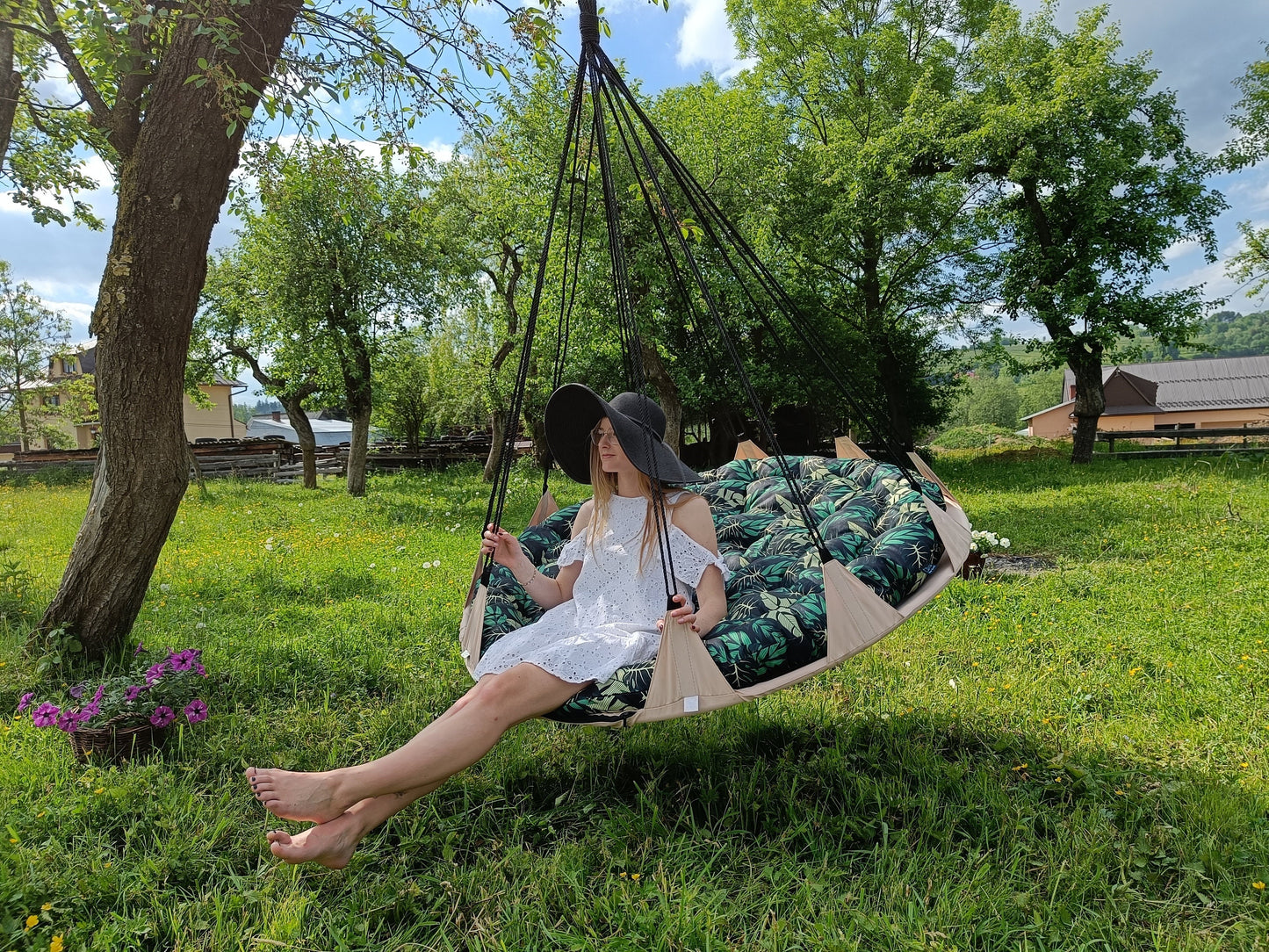 Large Hanging Garden Swing | Hanging Chair | Round Swing | 150 cm / 59 inch | hammock |