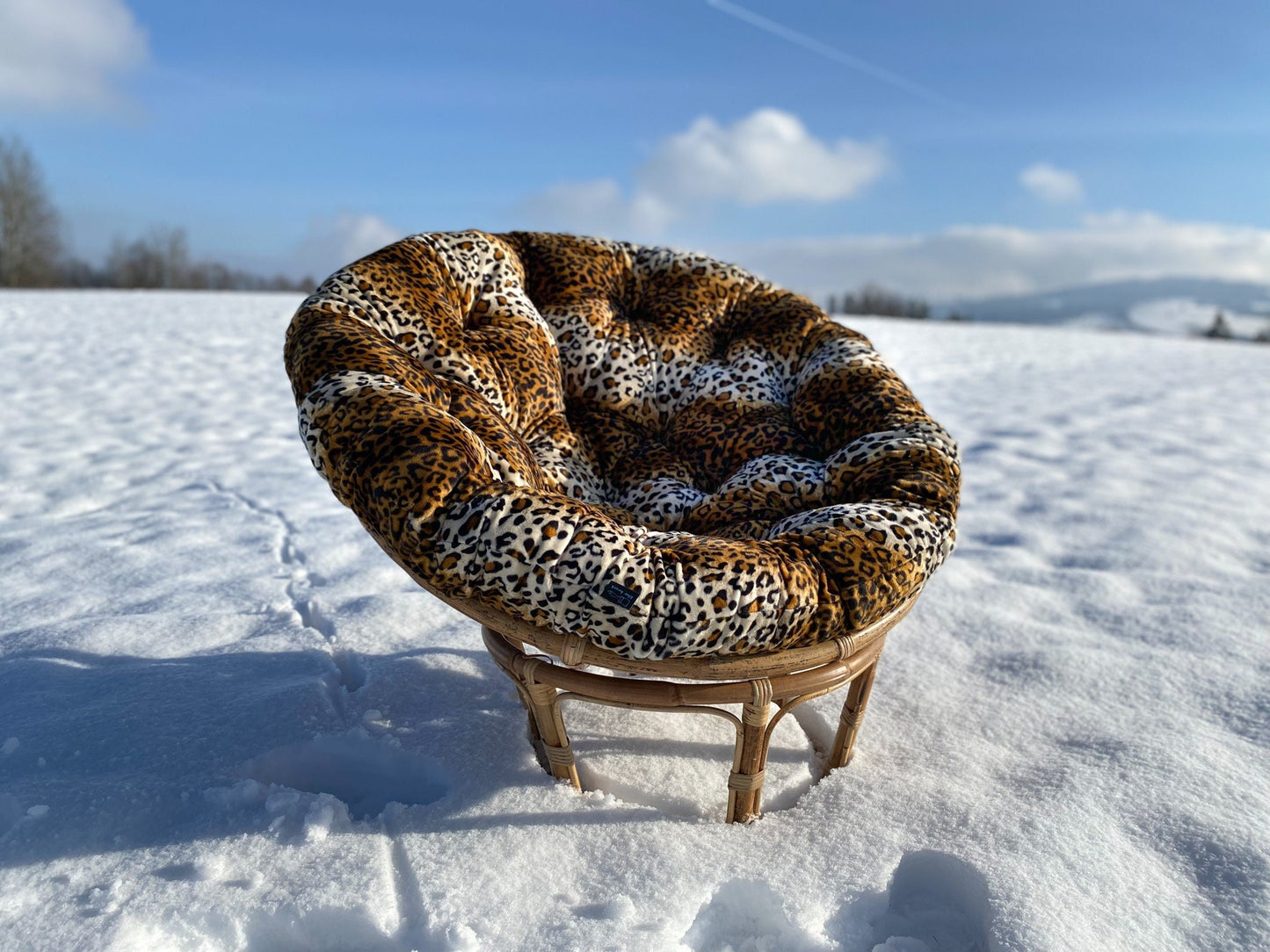 Round Papasan Cushion ONLY | Hammock Seating Cushion Rocker Chair Pads for Hanging Egg Chair Folding| Overstuffed Round Pillow leopard print