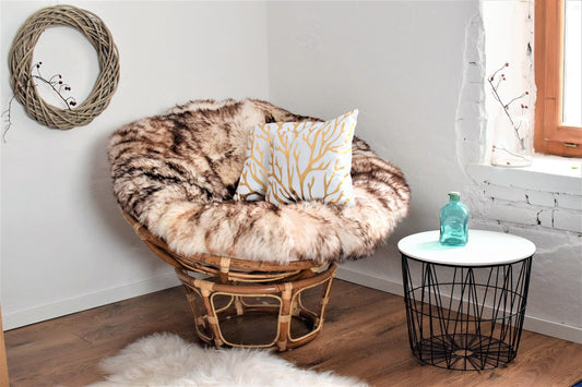 Real Sheepskin Cushion Cover For Papasan Chair Sheepskin SLIPCCOVER | Luxurious Soft Fluffy Cushion Cover| Shaggy Papasan Cushion Pillowcase