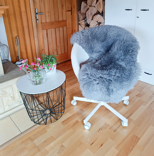 Natural sheepskin gray rug | Warm Real gray sheepskin floor covering | Unbleached gray sheepskin runner| Fur Rug Chair Cover Seat Pad