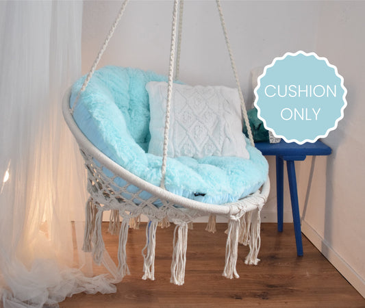 Macrame Hanging Chair Cushion ONLY - Shaggy Boho Design for Cozy and Stylish Seating | andcrafted Cushion for Ultimate Comfort Boho Chair