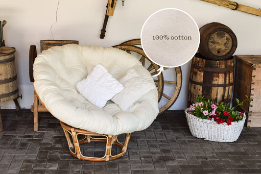 Premium Quality 100% Cotton Papasan Cushion - Handmade for Extra Comfort | Premium Soft, Durable, Eco-friendly Cotton Round Cushion