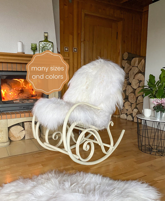 Luxurious Sheepskin Cushion for Rattan Furniture - Natural and Sustainable Home Decor  Soft Sheepskin Cushion for Chairs Comfortable Seating