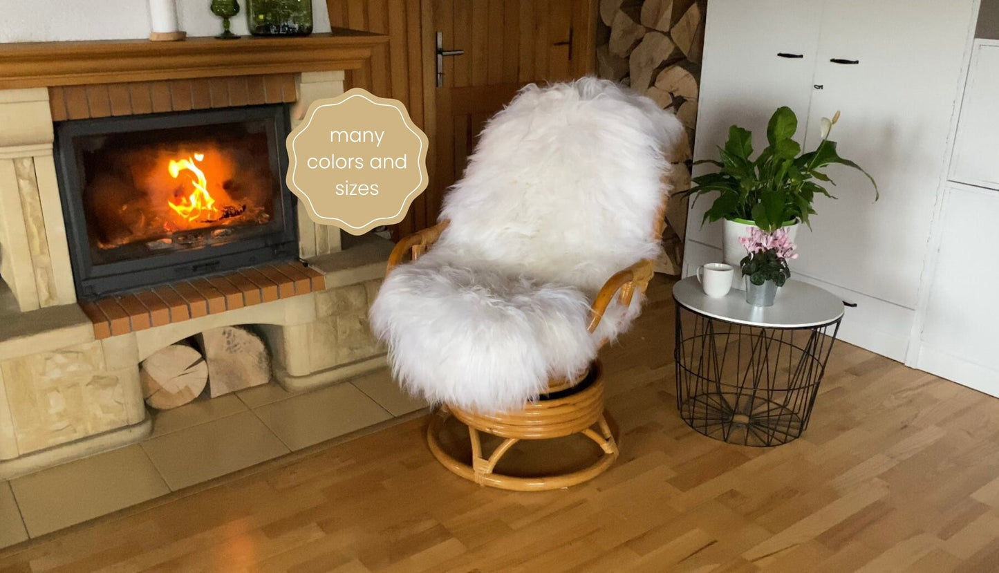 Sheepskin Cushion for Rattan Chair - Natural and Sustainable Home Decor  | Soft Sheepskin Fur Cushion for Chairs Comfortable Seating