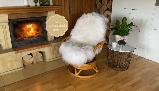 Sheepskin Cushion for Rattan Chair - Natural and Sustainable Home Decor  | Soft Sheepskin Fur Cushion for Chairs Comfortable Seating