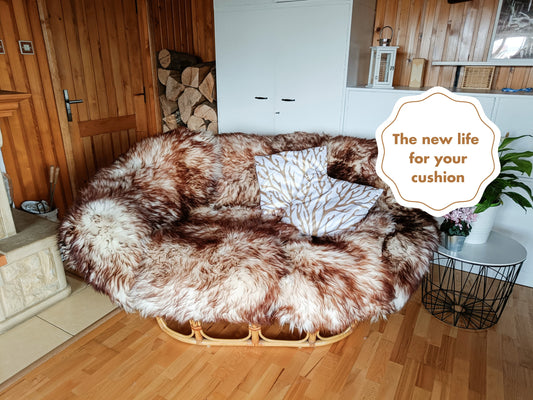 Natural Sheepskin Mamasan Double Papasan Pillowcase  - Soft and Durable | Sheepskin Mamasan Rattan Chair Pillowcase - Cozy Home Decor