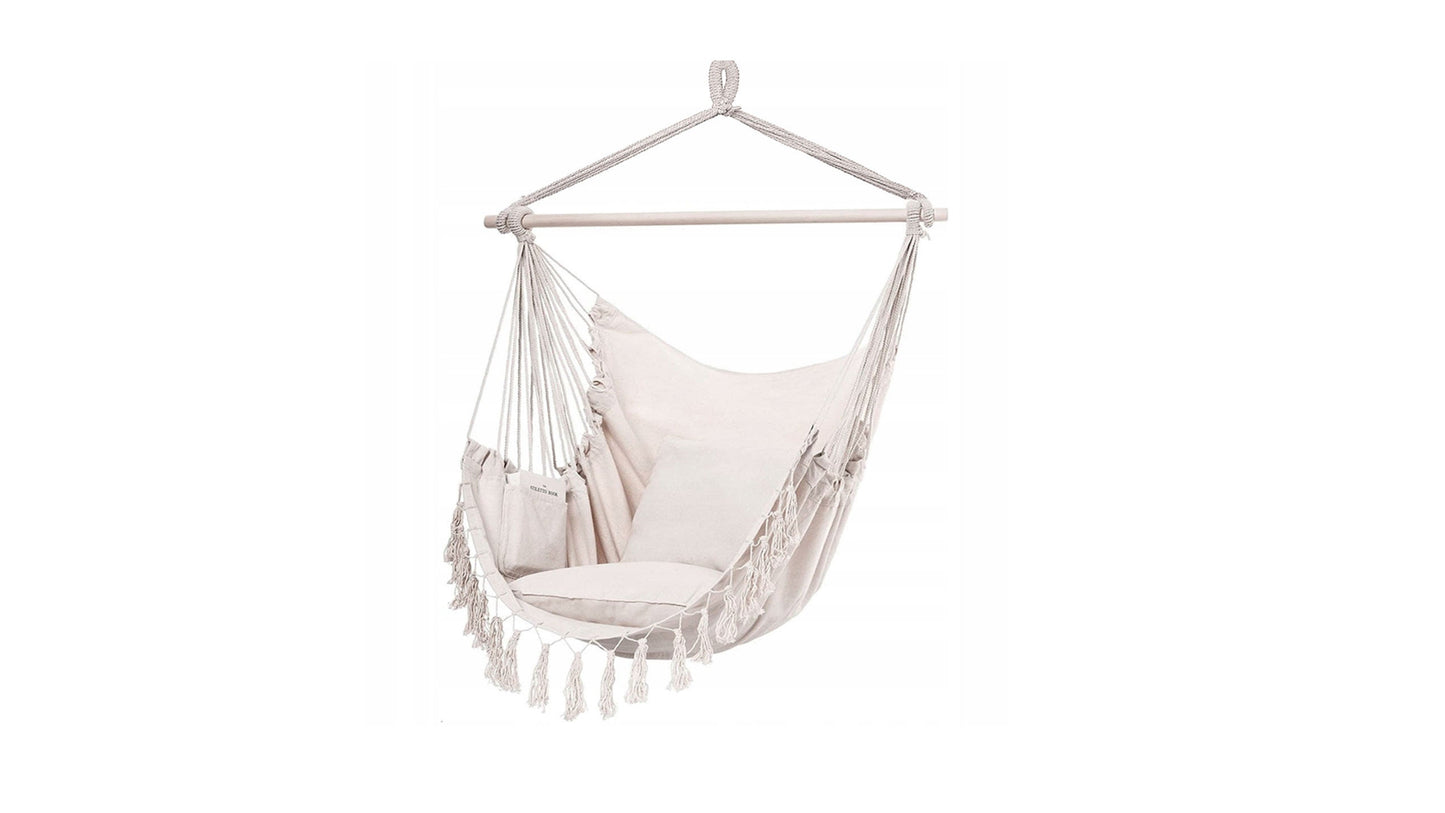 Macrame Hanging Chair | Boho Hammoc|  2 pillows | cotton Hanging chair, Macramé Swing, Patio hammock, Brazilian Garden chair, Bedroom swing