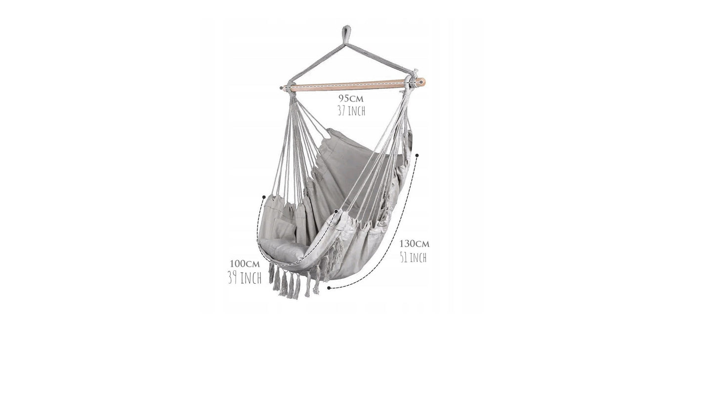 Macrame Hanging Chair | Boho Hammoc|  2 pillows | cotton Hanging chair, Macramé Swing, Patio hammock, Brazilian Garden chair, Bedroom swing