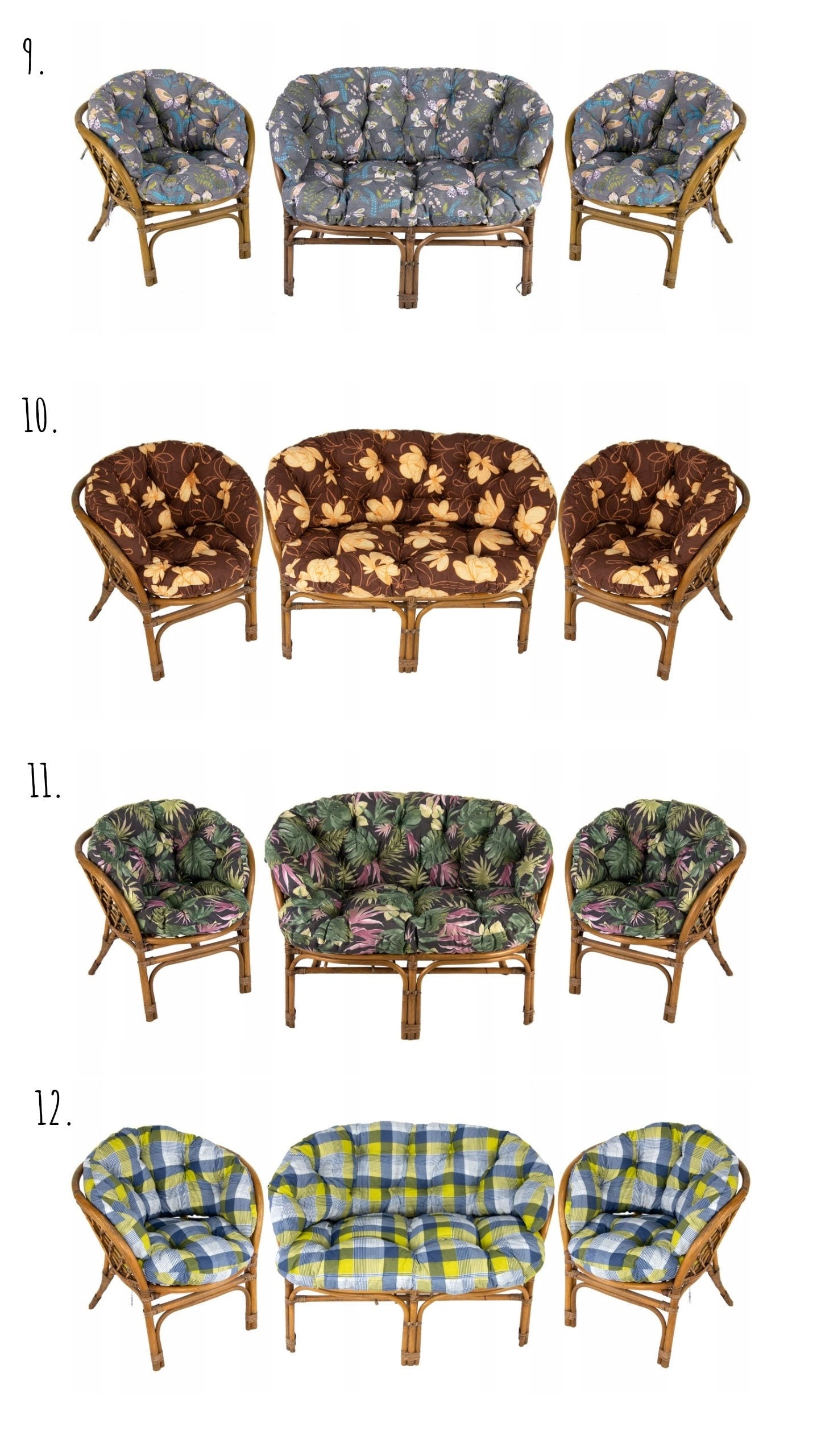 CUSHIONS for rattan sofa and chairs, garden cushion set for sofa bamboo wicker rattan chairs, for ottoman, outdoor patio cushions