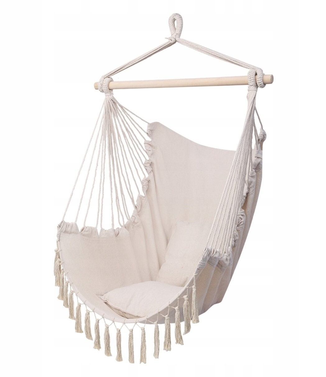 Hammock chair, 2 pillow, Boho styl, cotton Hanging chair, Macramé Swing, Terrace hammock, Brazilian Garden chair, Bedroom swing