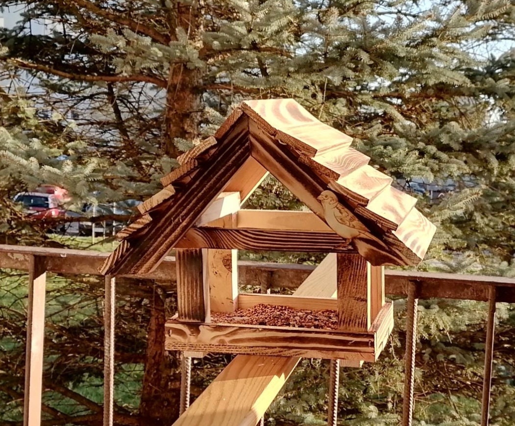 Wooden Bird Feeder for Outside Garden Decoration | bird lover gift | hanging bird feeder for Outdoors Hanging |  unique bird feeder