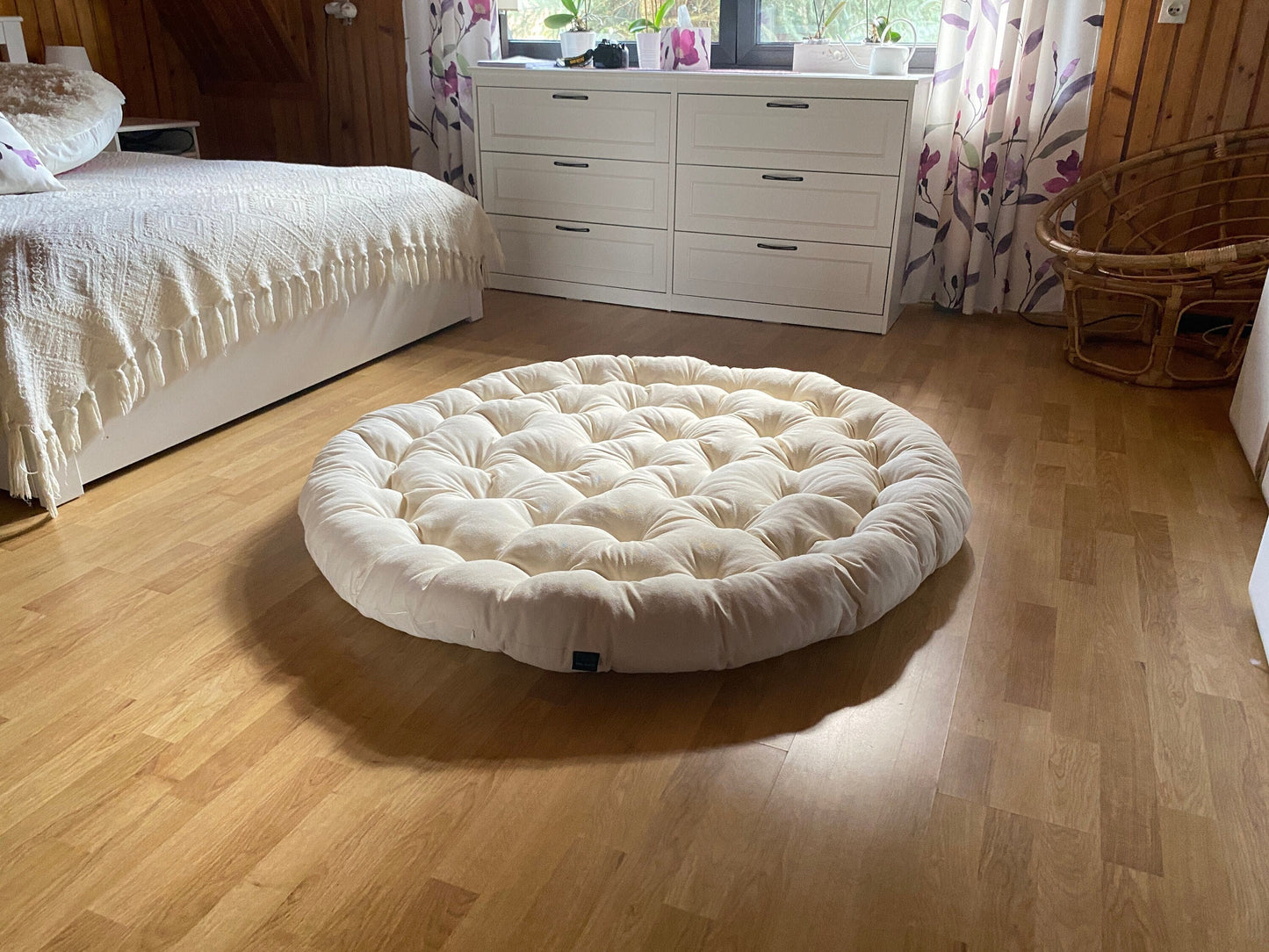 Cotton floor cushion seating - Custom Floor Cushion - Natural Reading Nook cushion - large floor cushion - floor couch sofa