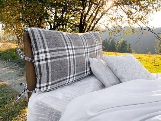 Headboard  Bed Pillow  - Velvet Cotton Corduroy -  Custom Backrest Pillow -  king headboard - queen headboard - long bed pillow