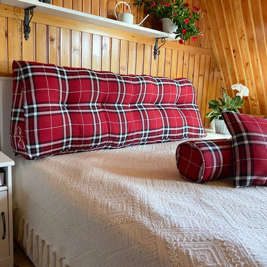 Custom Headboard Cushion  - Velvet Cotton Corduroy - Triangular Bed Backrest  -  king headboard - queen headboard - long bed pillow
