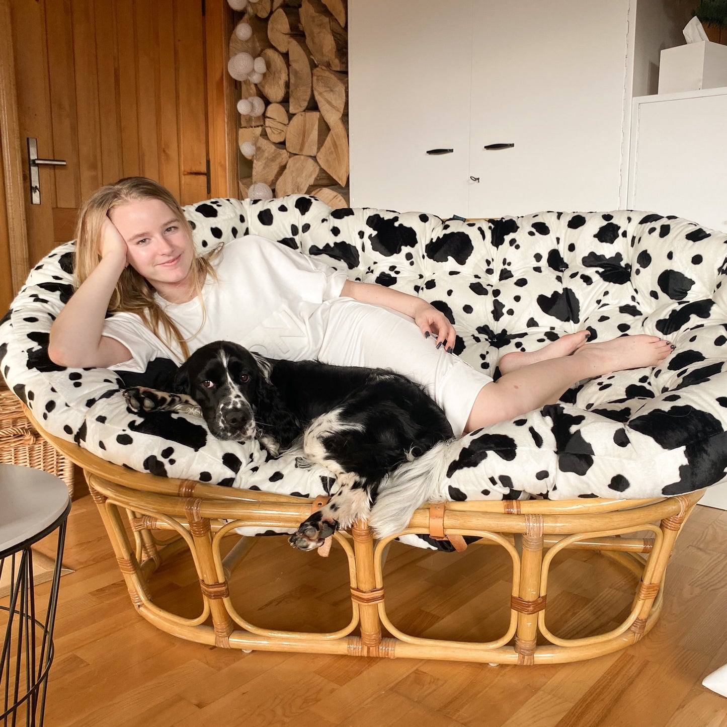 Double Papasan Animal Print  Velvet Cushion | Replacement Rattan Chair Soft Cushion | Mamasan Soft Overstuffed Pad | Pillow for rattan chair