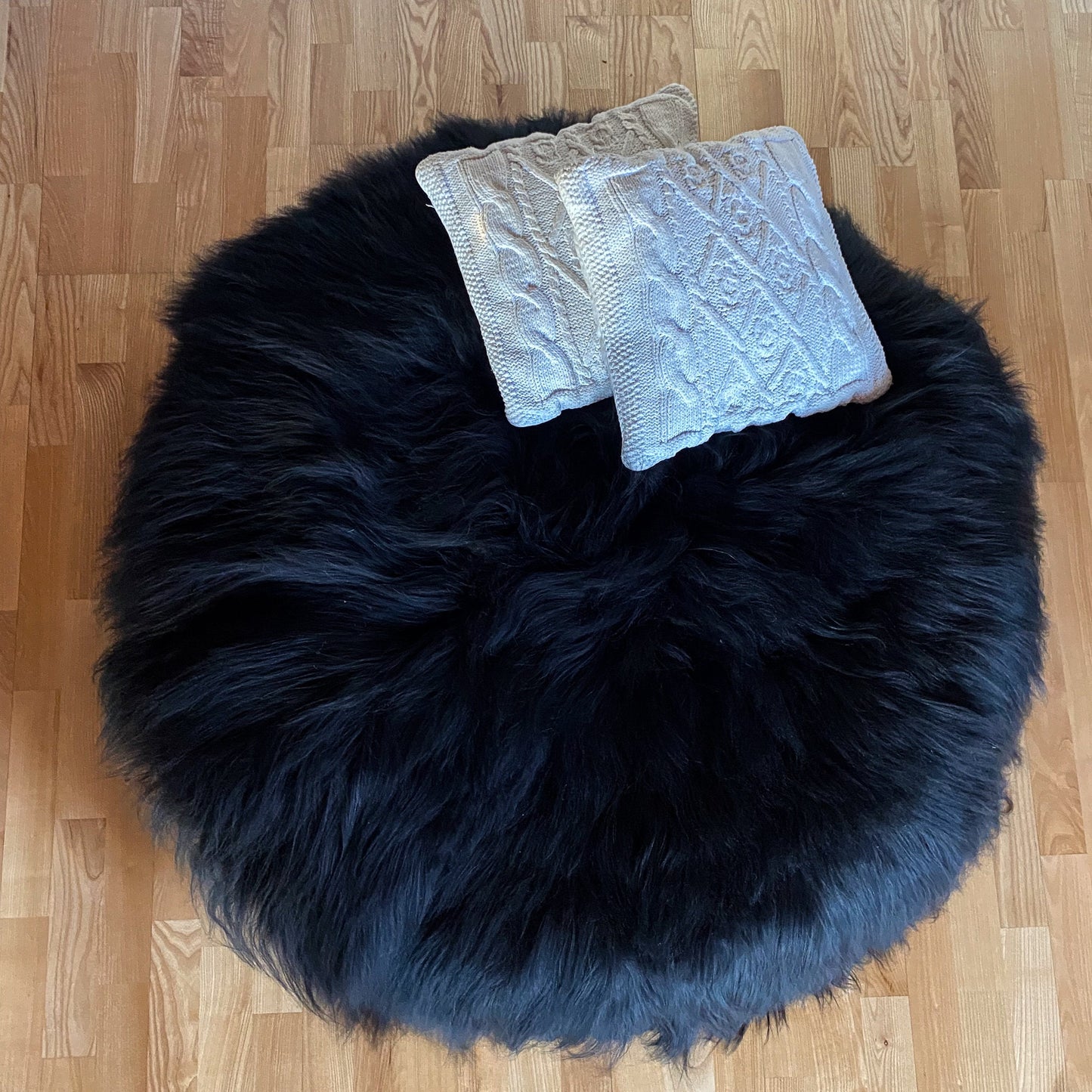 Genuine Sheepskin Soft Round Pillowcase | Black White Grey  sheepskin | For Vintage Papasan Chair Sheepskin SLIPCCOVER | Soft  Cushion Cover