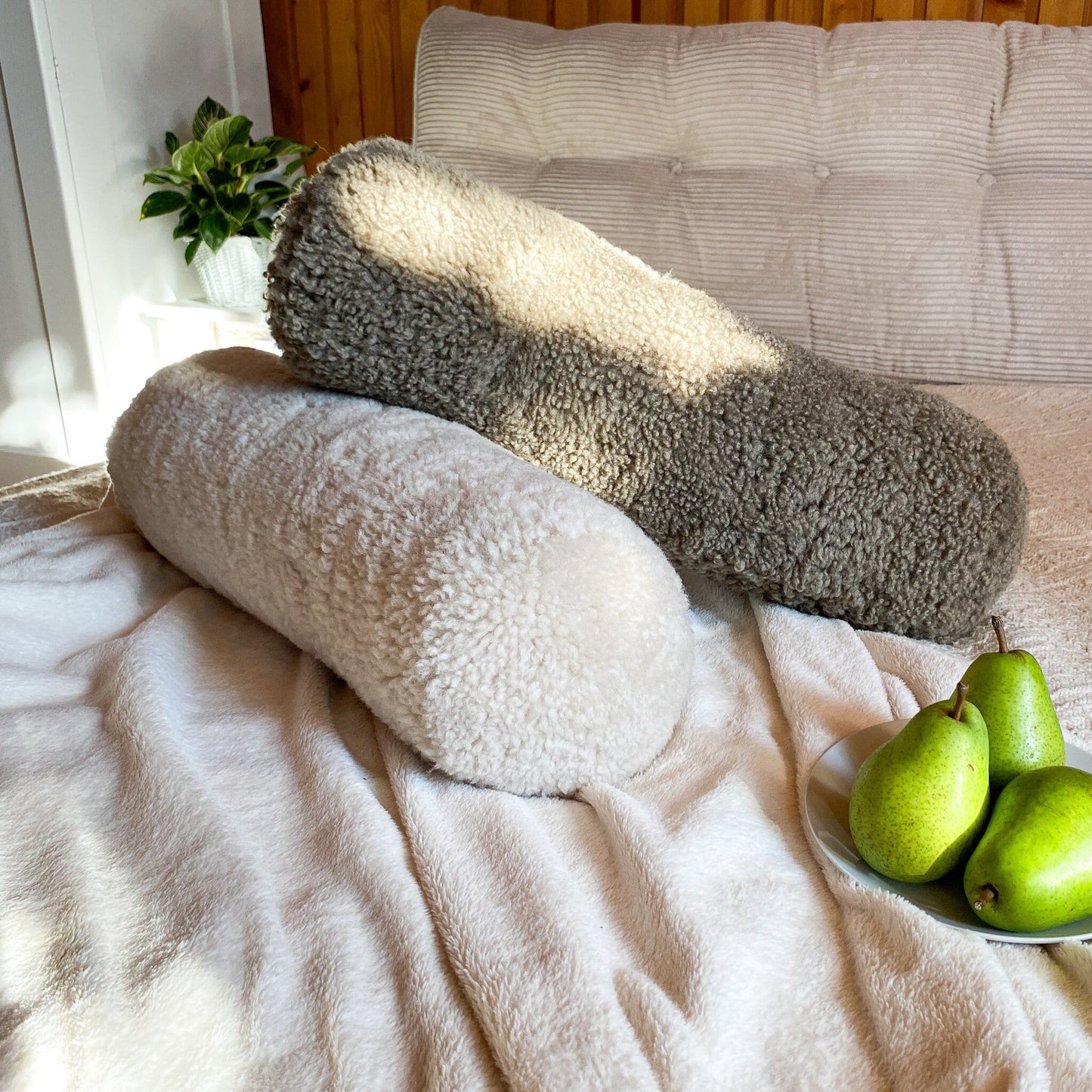 Curly Merino Bolster Pillow | Teddy Cushion | Long bolster pillow | Boucle Throw Pillow | lumbar pillow | Decorative pillow | sofa pillow