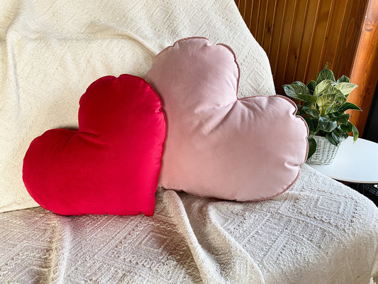 Velvet Heart Pillow | Valentines Red Pink Gift Decorative Pillow | Red Heart Pillow Valentines Decor | Mothers Day Gifts | Love Pillow
