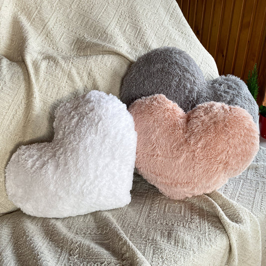 Shaggy Heart Pillow | Soft Throw Pillow Valentines Decor | Gift Decorative Fluffy Pillow | boho pillow | Heart Nursery Pillow | pink pillow