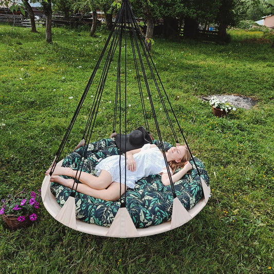 Large Hanging Garden Hammock with cushion  | Hanging Chair + Outdoor Pillow |  Garden Outdoor Hanging Chair with pillow  | Patio Swing |
