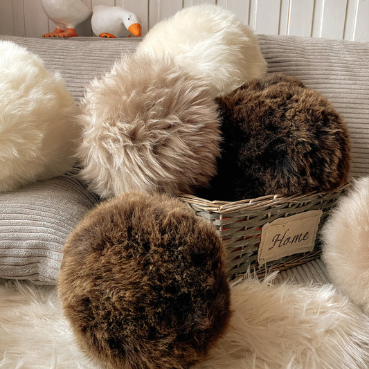 Sheepskin Ball Cushion - Genuine Icelandic Sheepskin Ball Pillow - Throw Pillow - Decorative Pillow - Round Throw Ball Pillow - boho pillow