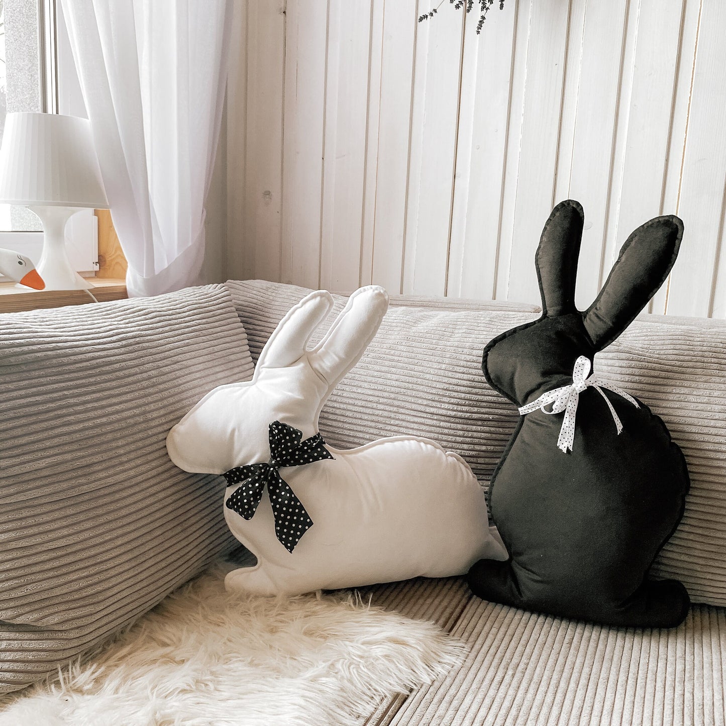 Easter Bunny Shape Velvet Pillow for Easter Decorations | White Decorative throw Pillow | Mothers Day Gifts | easter gift